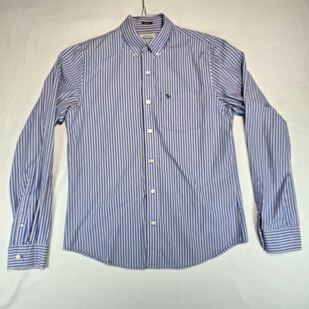 Abercrombie & Fitch Muscle Fit Striped Button Down Shirt Mens XL Blue Orange